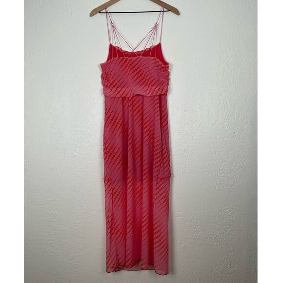 Urban Outfitters Pink Dot Wild Side Mesh Slip Midi Dress NWT Size Large - Picture 4 of 6